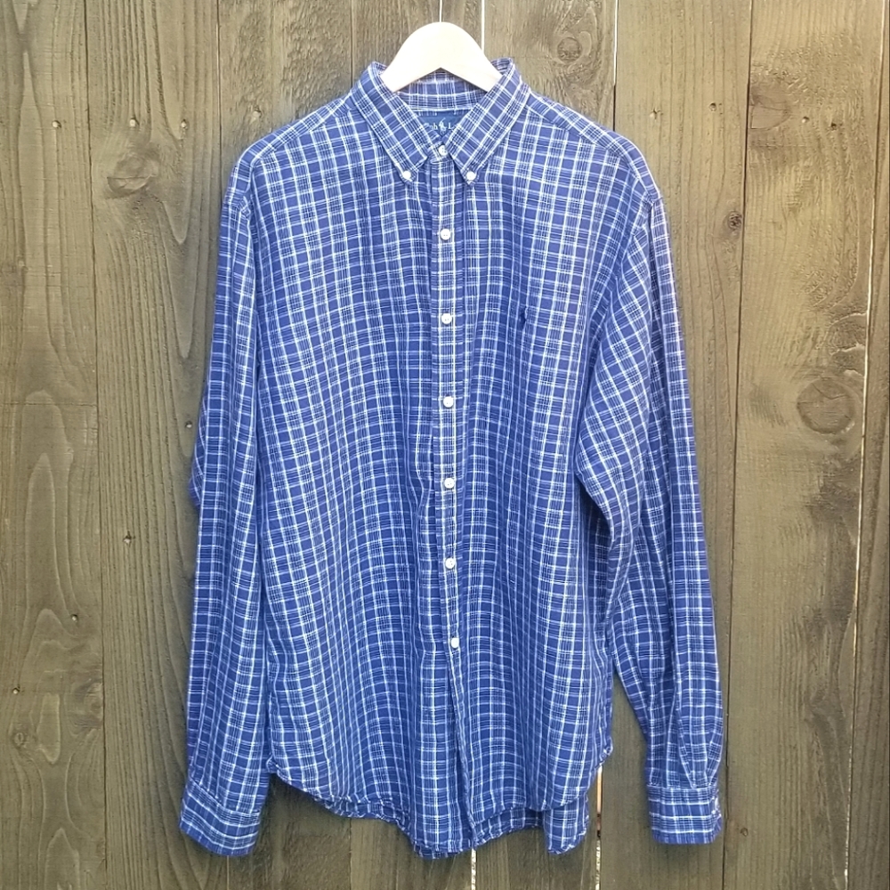 Ralph Lauren Polo Long Sleeve Button Down Plaid Flannel Collared Shirt